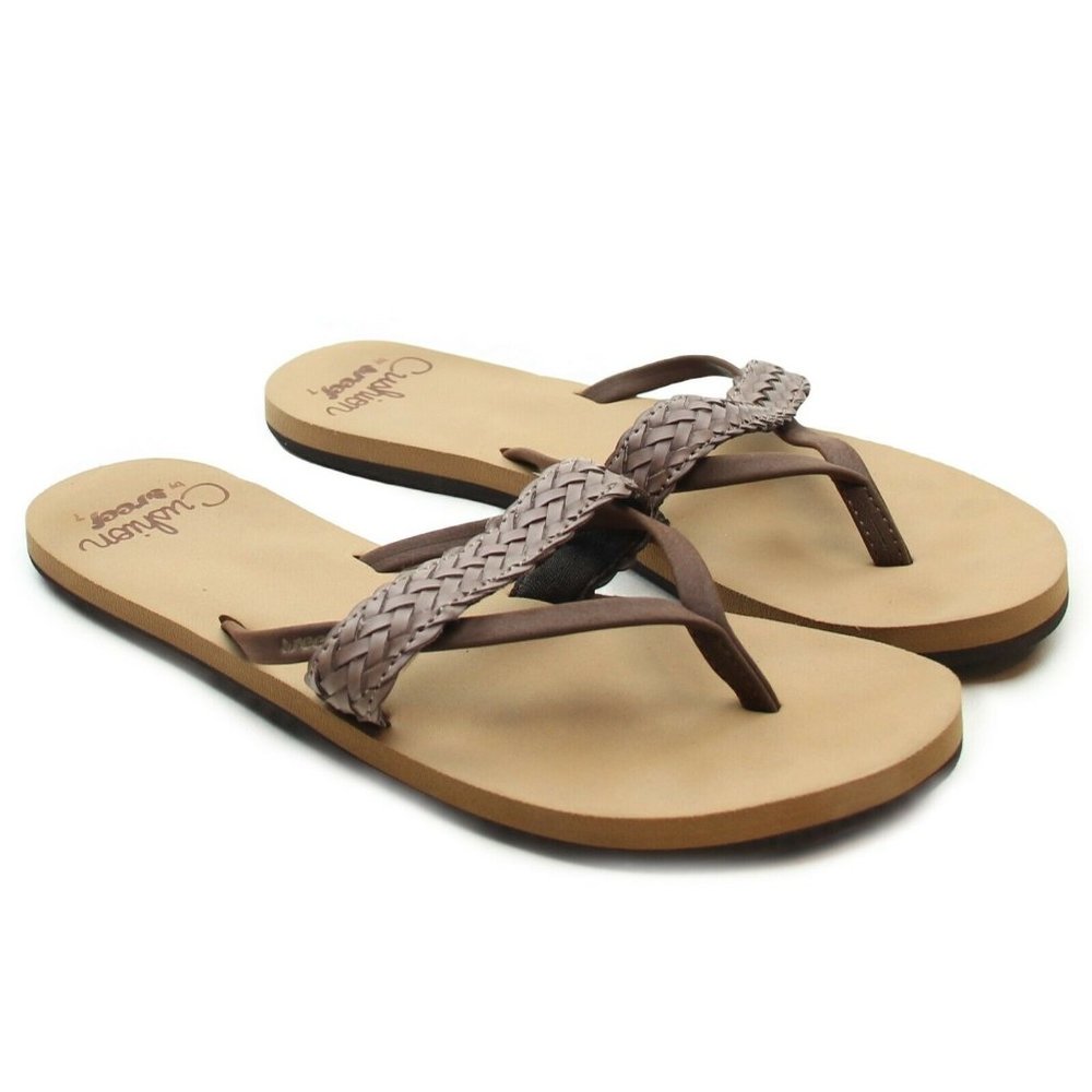 REEF Cushion Womens Brown Thong Flip Flop Sandals